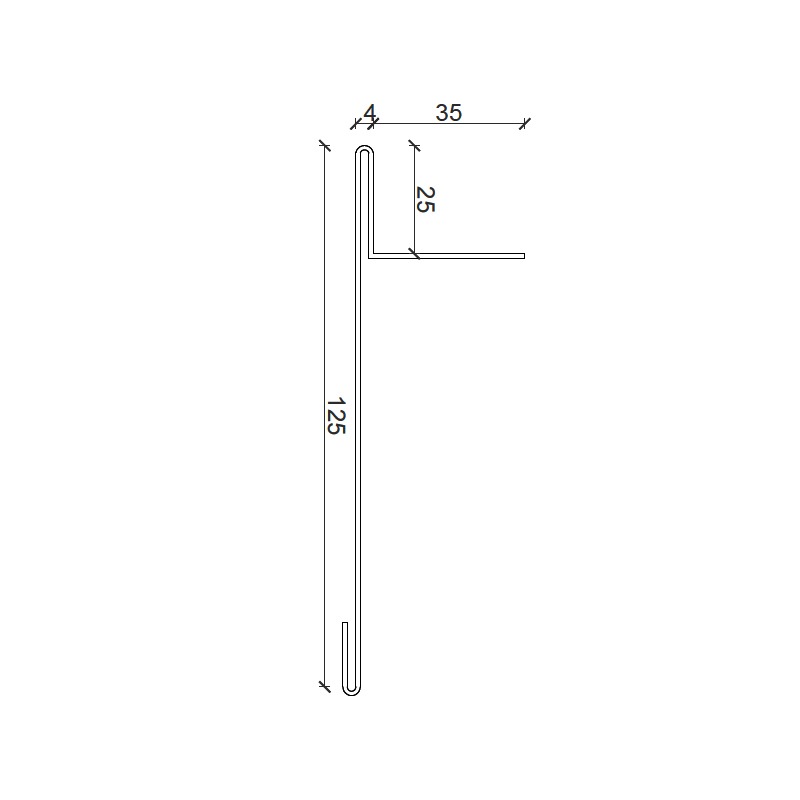 Sideinddækning 25 x 35 x 2500 mm Sort